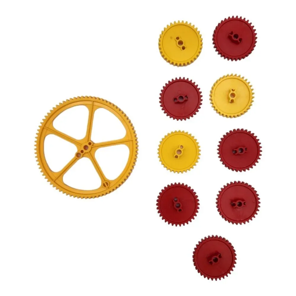 Lot of 10 K'nex Gears Red Yellow 2.25